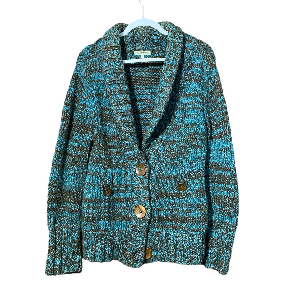 Indigenous Organic Cotton Chunky Knit Button Up Cardigan Women's Size Small
